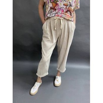 Штани бежеві з льону