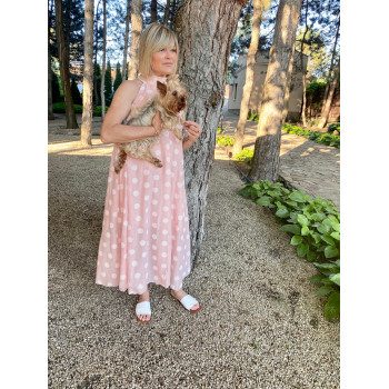 Сукня рожева в горошок