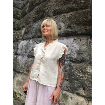 Блуза без рукавів з оборками