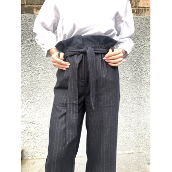 Штани чорні у білу смужку